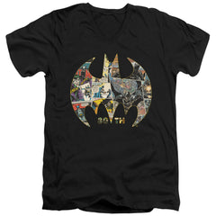 Batman Comics 80Th Shield Men's 30/1 Cotton Slim V-Neck T-Shirt