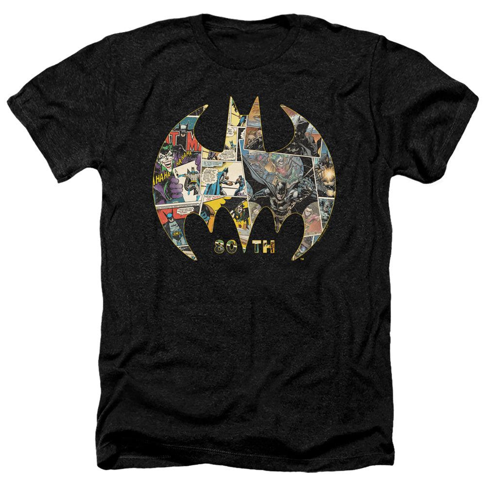 Batman Comics 80Th Shield Men's 30/1 Heather 60 40 Poly Short-Sleeve T-Shirt