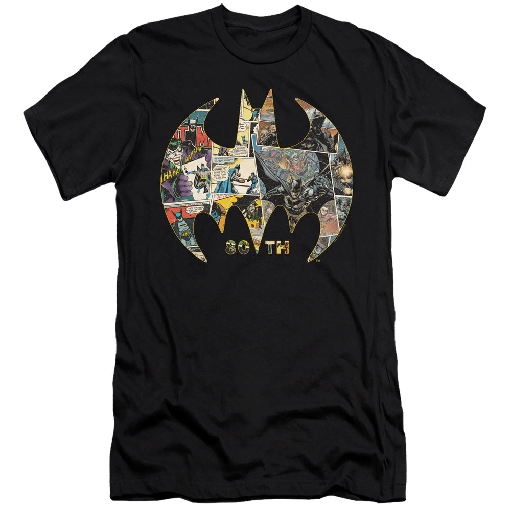 Batman Comics 80Th Shield Men's Ultra-Soft 30/1 Cotton Slim Short-Sleeve T-Shirt