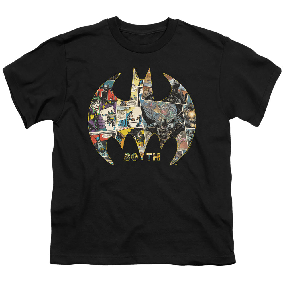 Batman Comics 80Th Shield Youth 18/1 100% Cotton Short-Sleeve T-Shirt