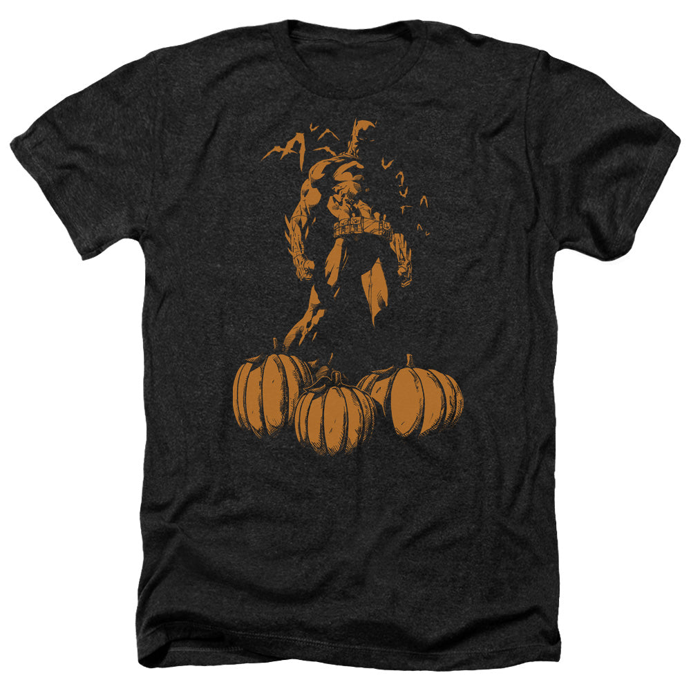 Batman Comics A Bat Among Pumpkins Men's 30/1 Heather 60 40 Poly Short-Sleeve T-Shirt