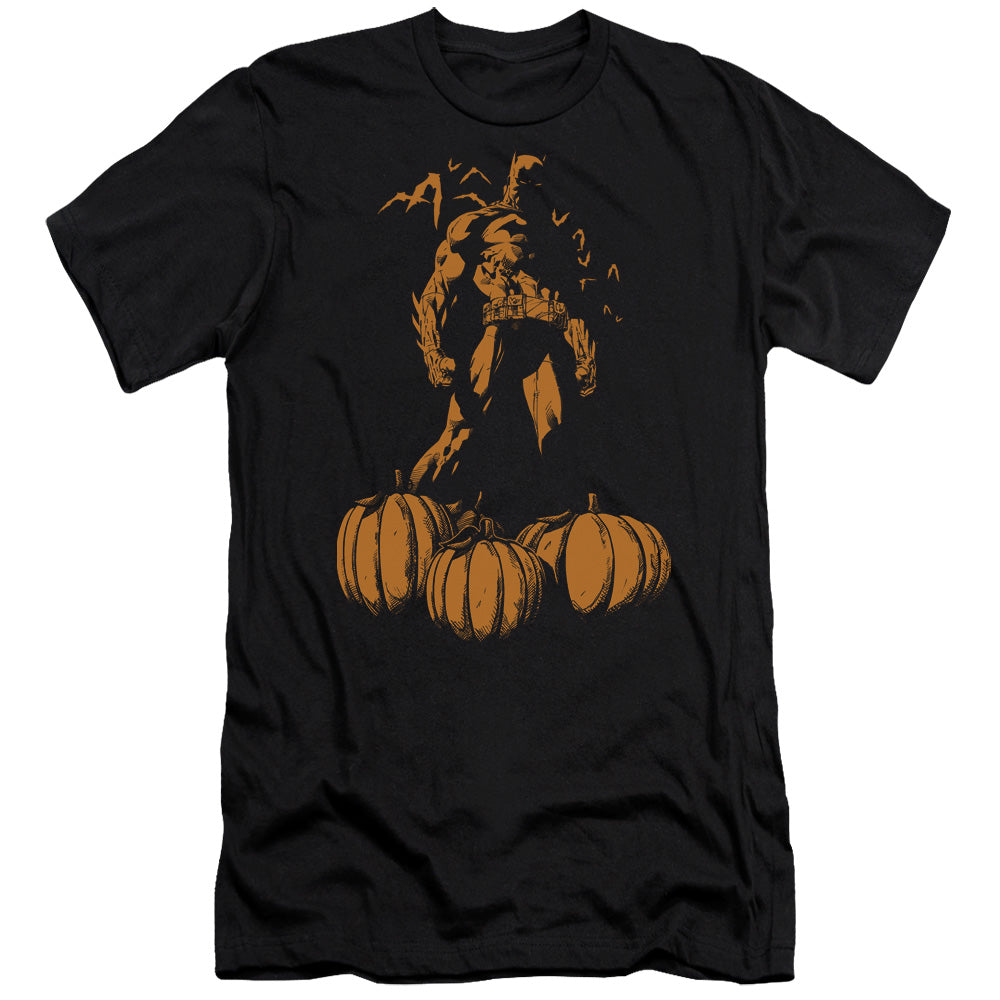 Batman Comics A Bat Among Pumpkins Men's Ultra-Soft 30/1 Cotton Slim Short-Sleeve T-Shirt
