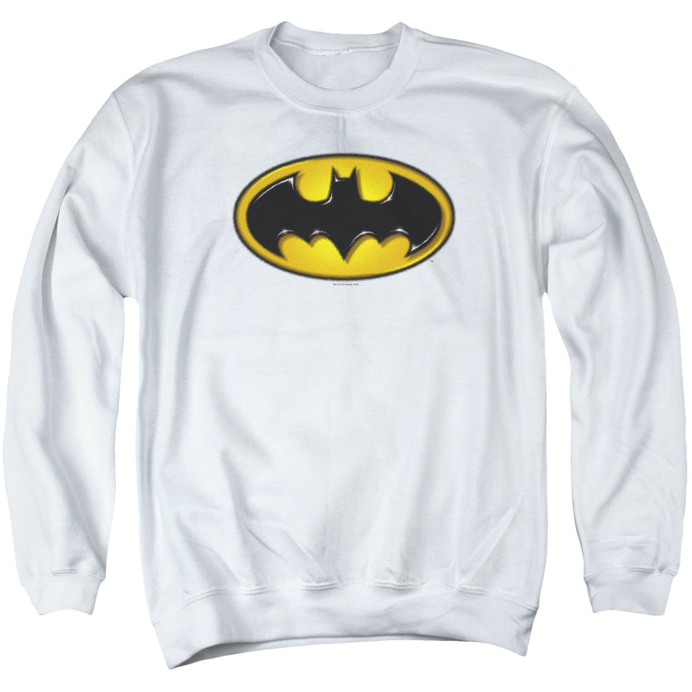 Batman Comics Airbrush Bat Symbol Men's Crewneck 50 50 Poly Long-Sleeve T-Shirt
