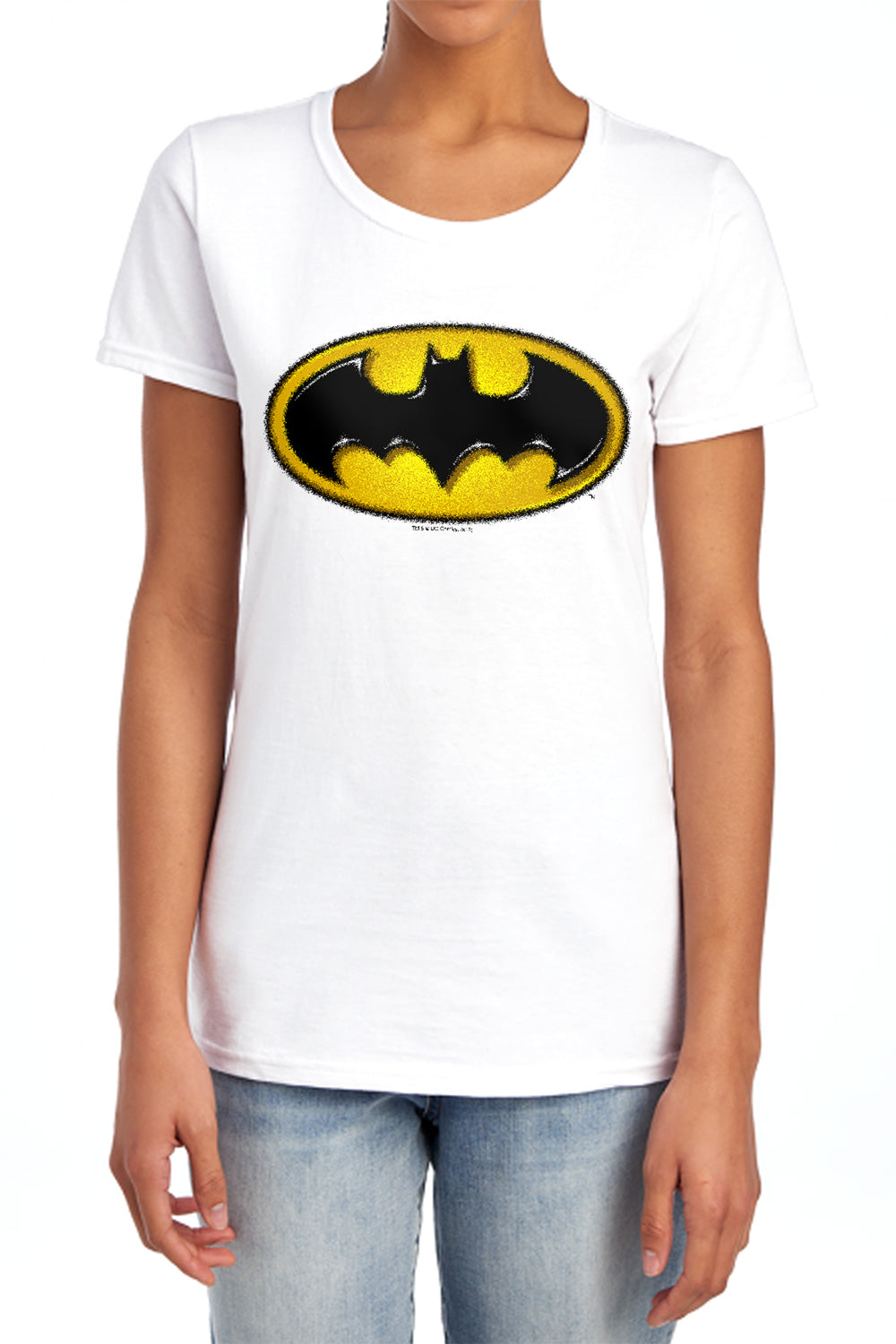 Batman Comics Airbrush Bat Symbol Women's 18/1 Cotton Short-Sleeve T-Shirt