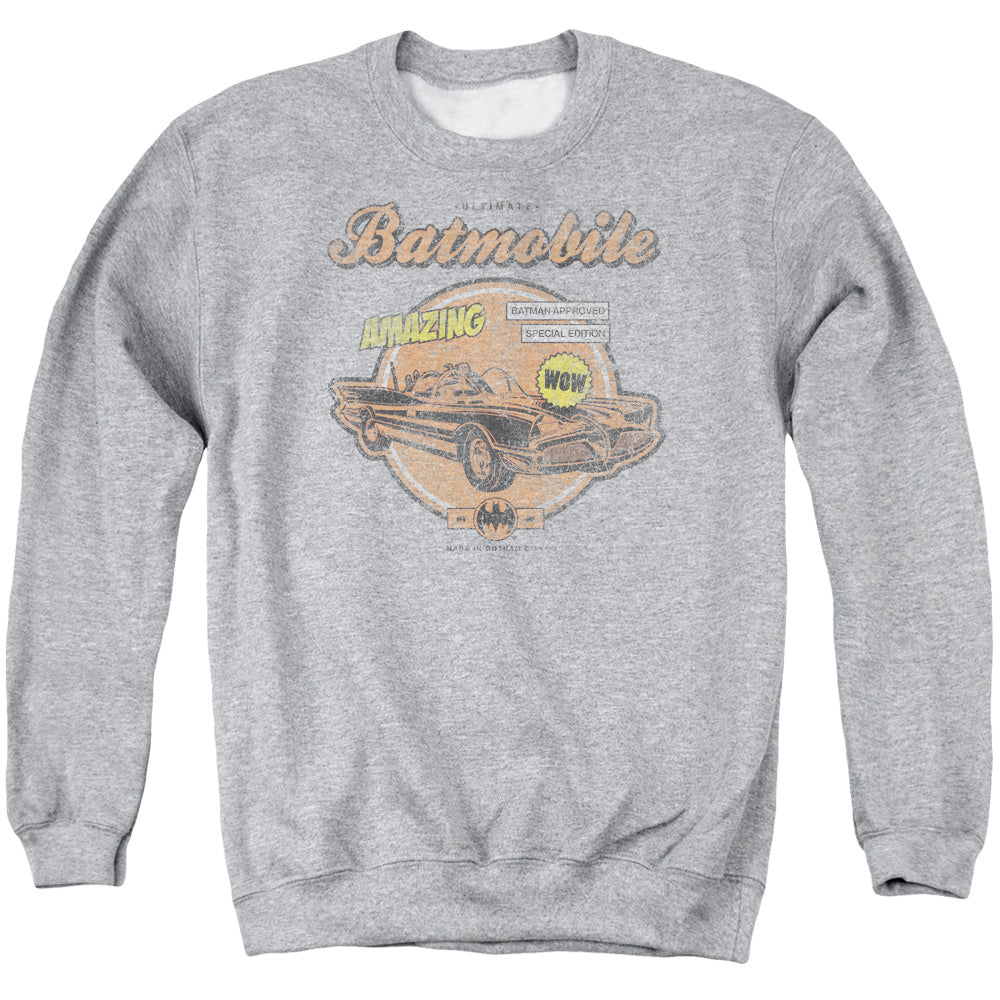 Batman Comics Amazing Batmobile Men's Crewneck 50 50 Poly Long-Sleeve T-Shirt