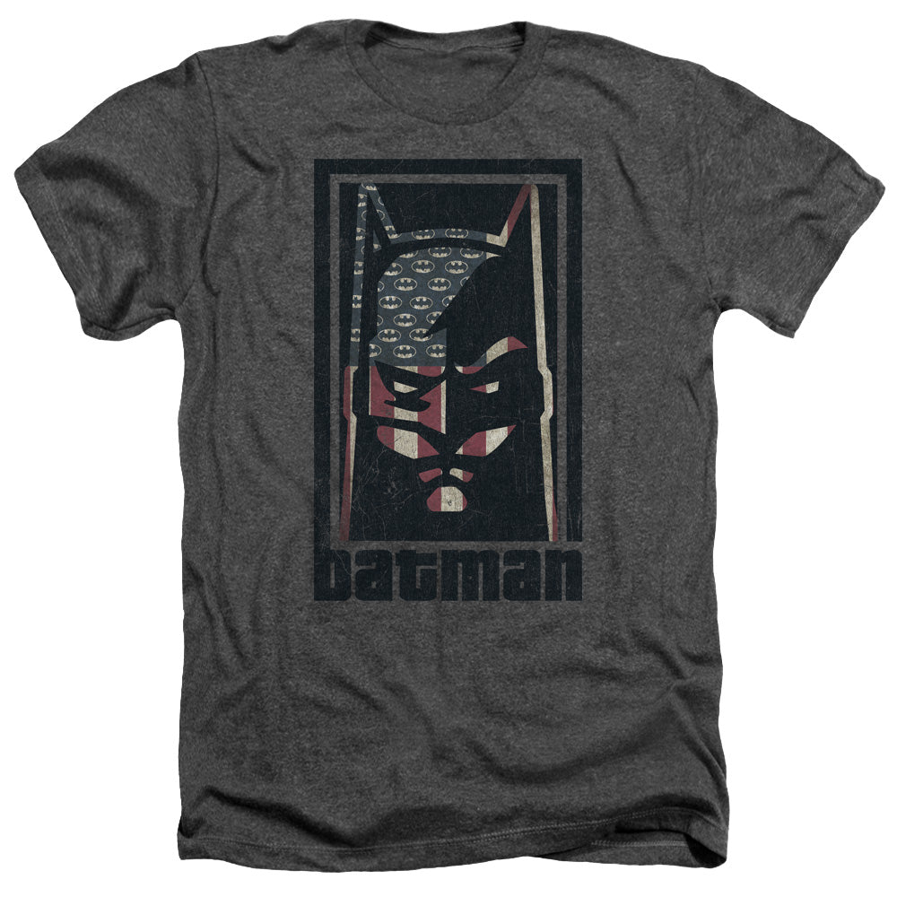 Batman Comics American Batman Men's 30/1 Heather 60 40 Poly Short-Sleeve T-Shirt