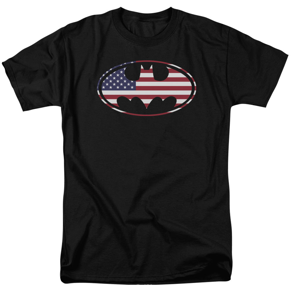 Batman Comics American Flag Oval Men's 18/1 Cotton Short-Sleeve T-Shirt