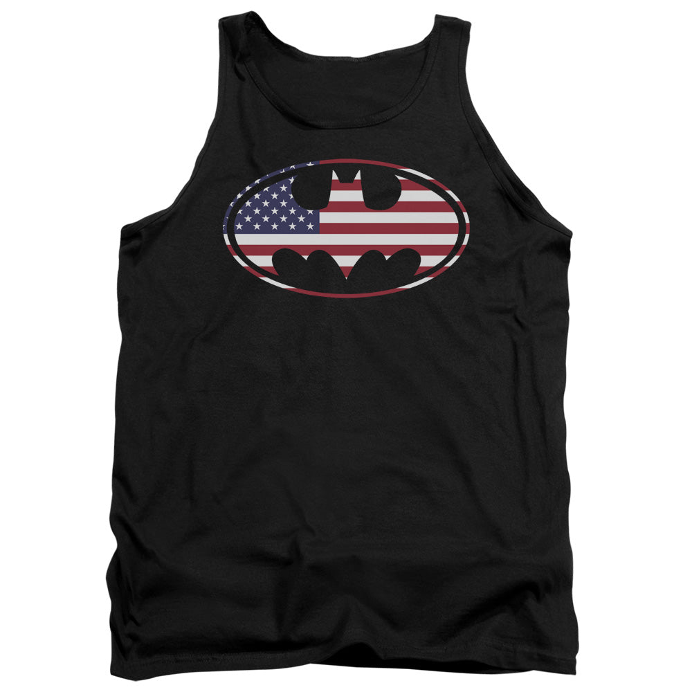 Batman Comics American Flag Oval Men's 18/1 Cotton Tank Top