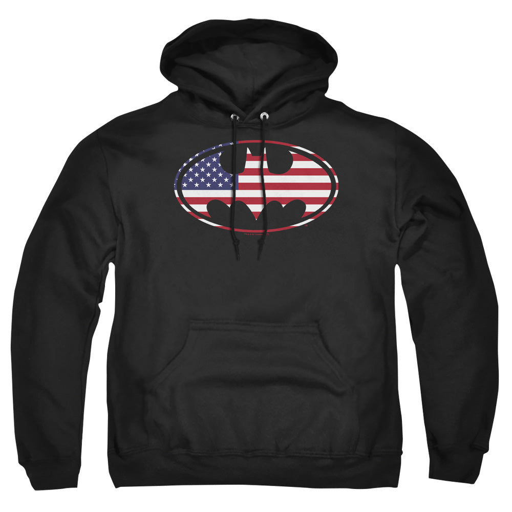Batman Comics American Flag Oval Men's Pull-Over 75 25 Poly Hoodie