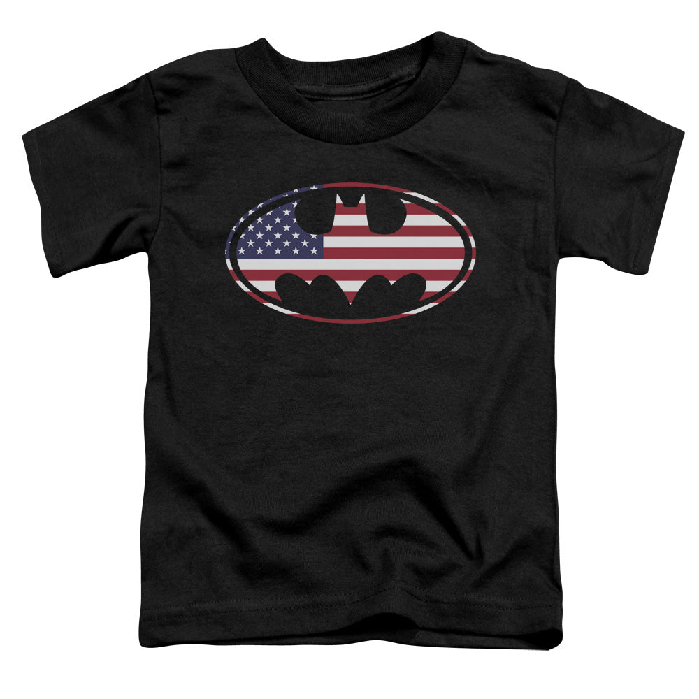 Batman Comics American Flag Oval Toddler 18/1 Cotton Short-Sleeve T-Shirt
