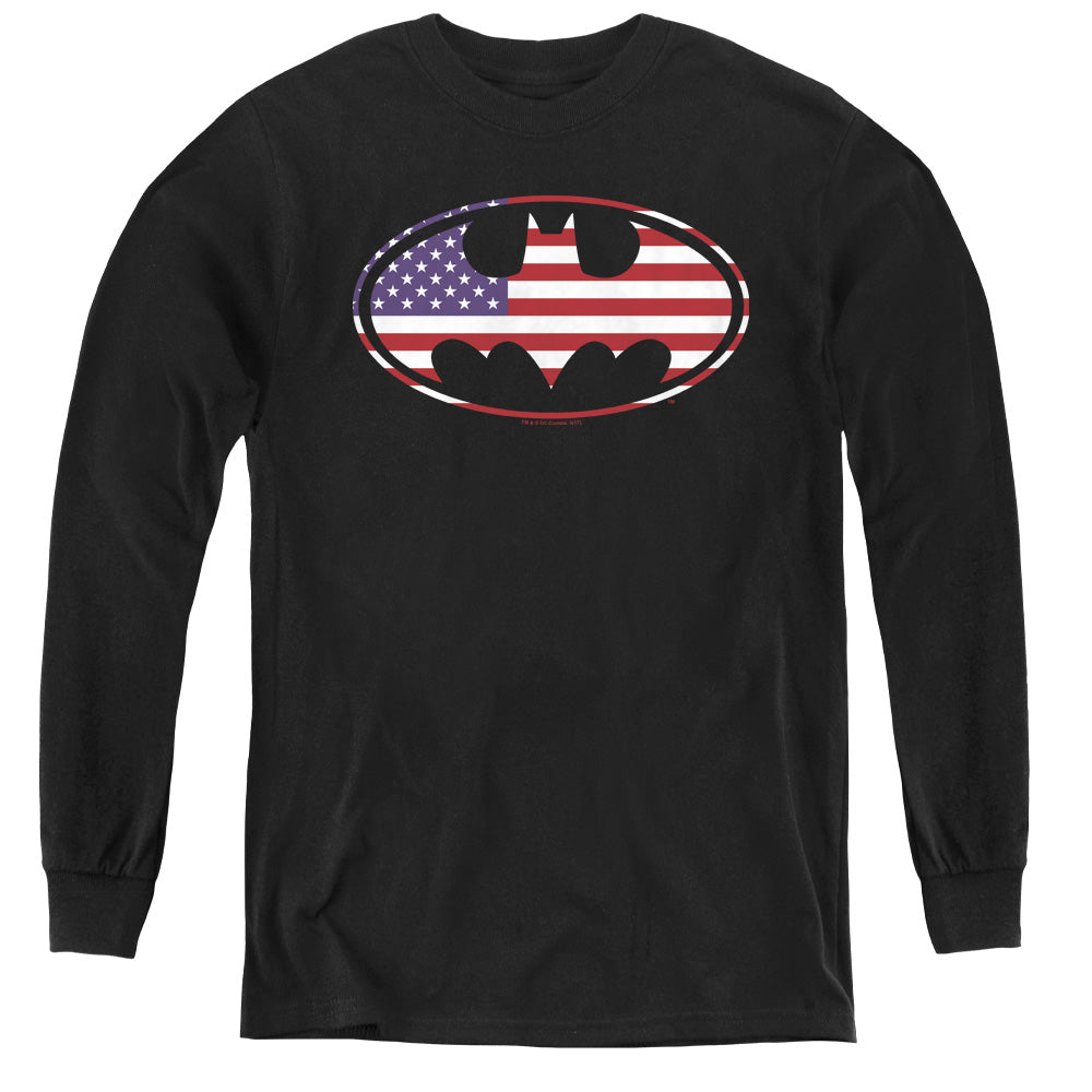 Batman Comics American Flag Oval Youth Long-Sleeve T-Shirt