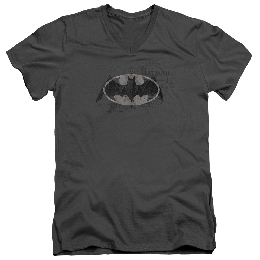 Batman Comics Arcane Bat Logo Men's 30/1 Cotton Slim V-Neck T-Shirt