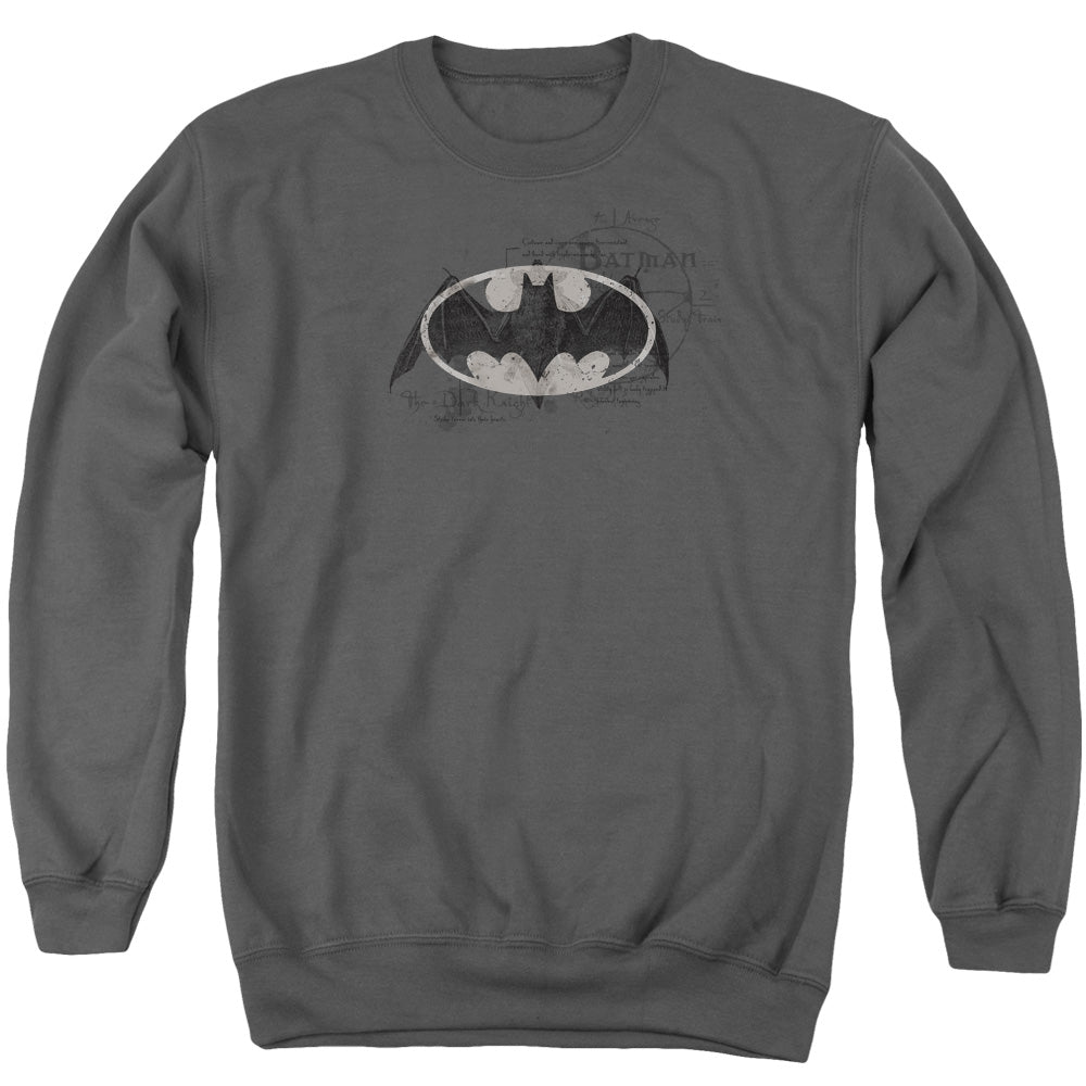 Batman Comics Arcane Bat Logo Men's Crewneck 50 50 Poly Long-Sleeve T-Shirt