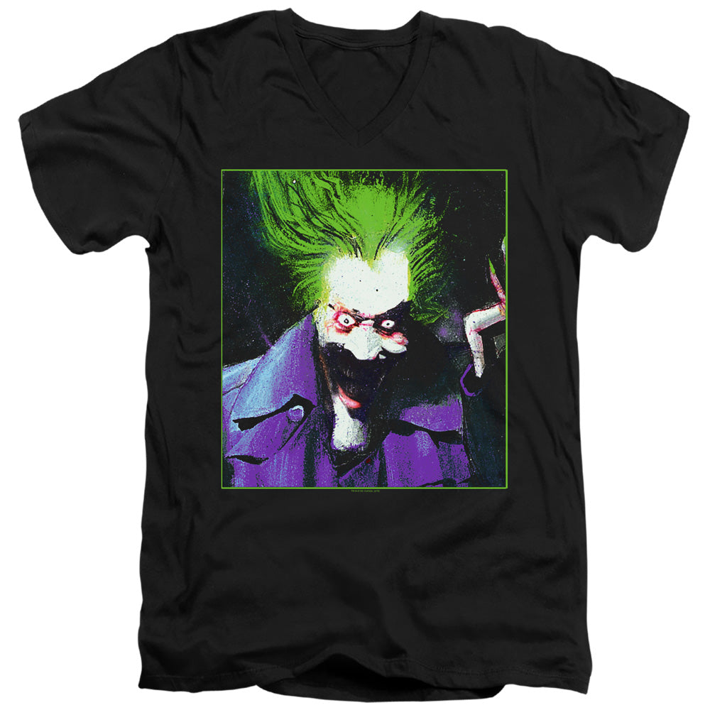 Batman Comics Arkham Asylum Joker Men's 30/1 Cotton Slim V-Neck T-Shirt