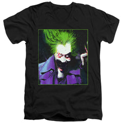 Batman Comics Arkham Asylum Joker Men's 30/1 Cotton Slim V-Neck T-Shirt