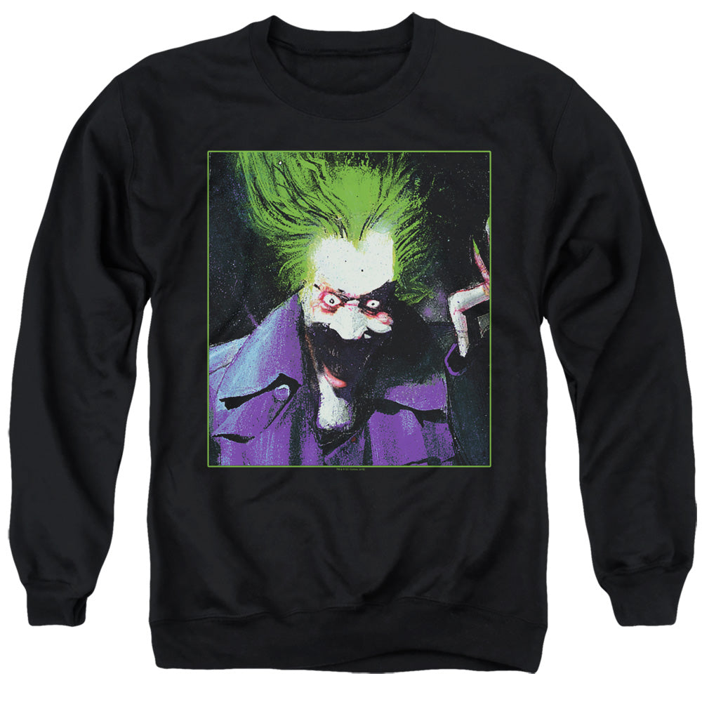 Batman Comics Arkham Asylum Joker Men's Crewneck 50 50 Poly Long-Sleeve T-Shirt