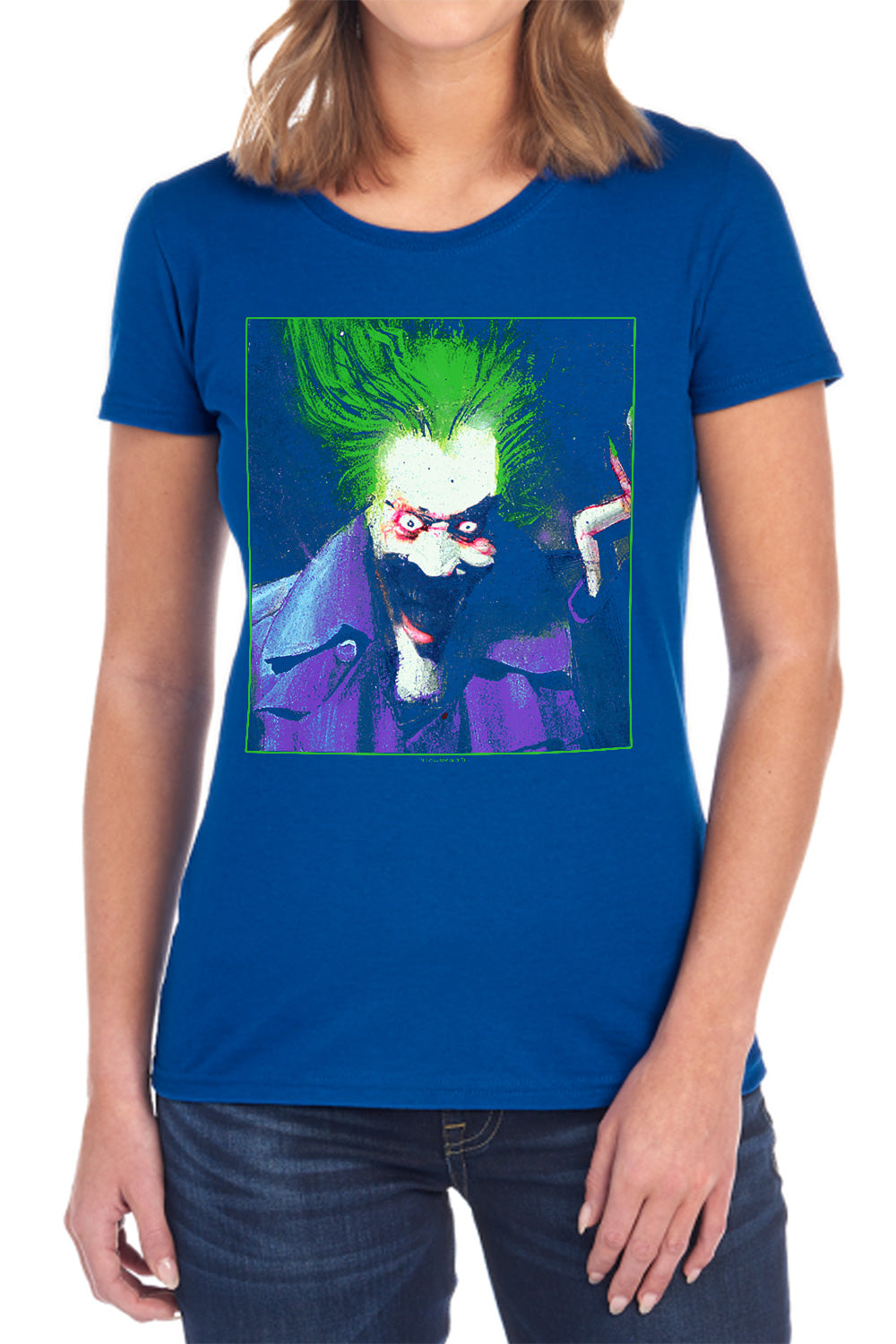 Batman Comics Arkham Asylum Joker Women's 18/1 Cotton Short-Sleeve T-Shirt