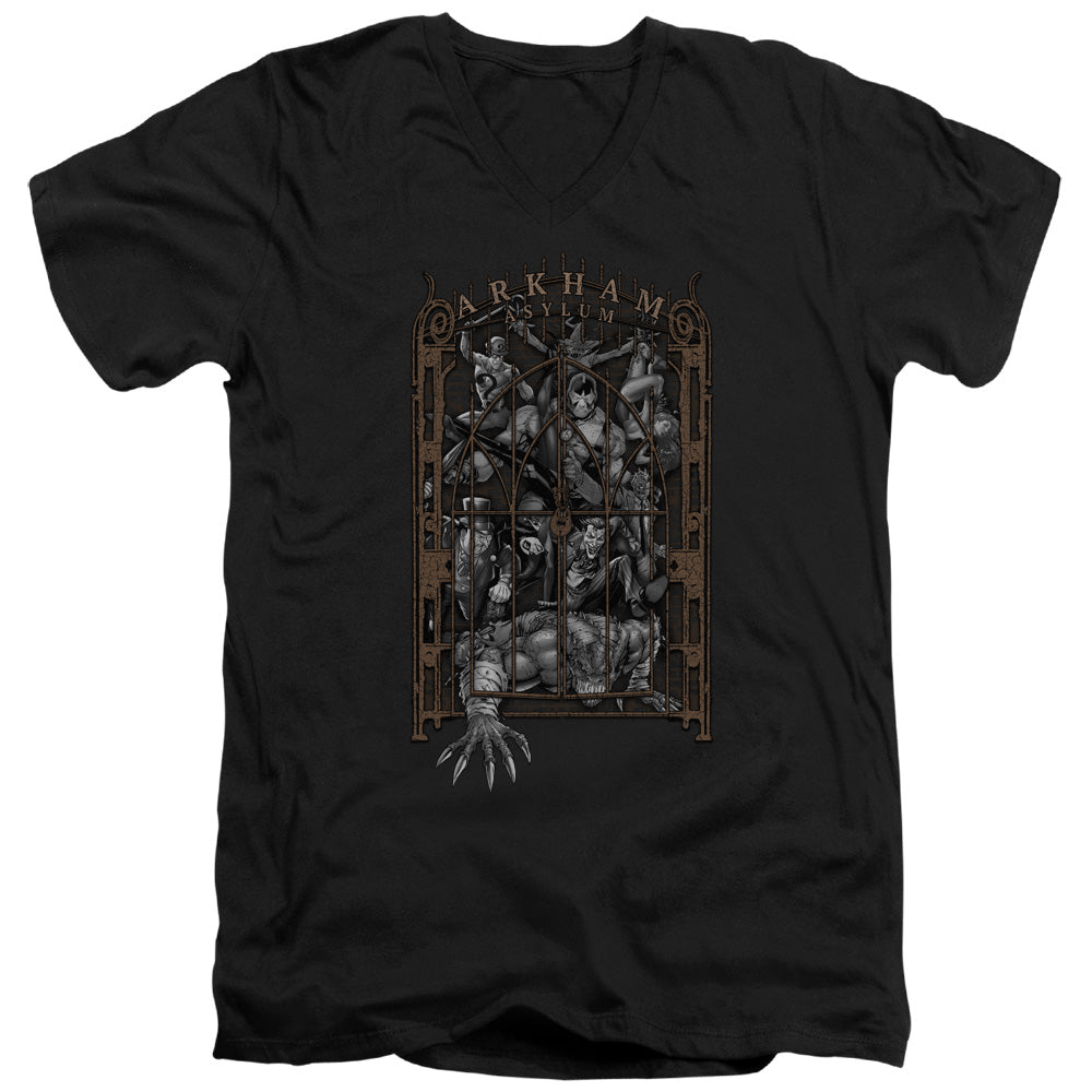 Batman Comics Arkhams Gate Men's 30/1 Cotton Slim V-Neck T-Shirt