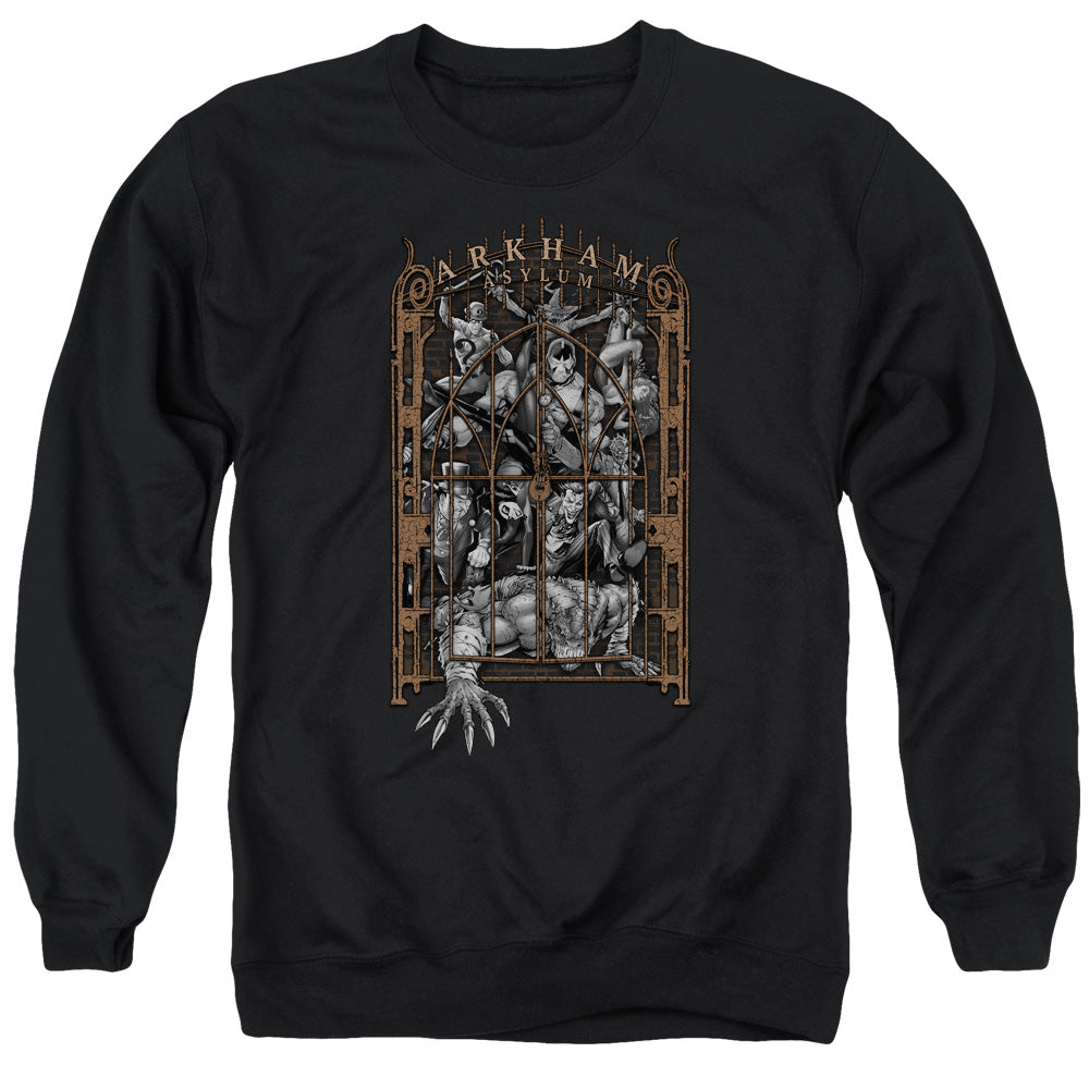 Batman Comics Arkhams Gate Men's Crewneck 50 50 Poly Long-Sleeve T-Shirt