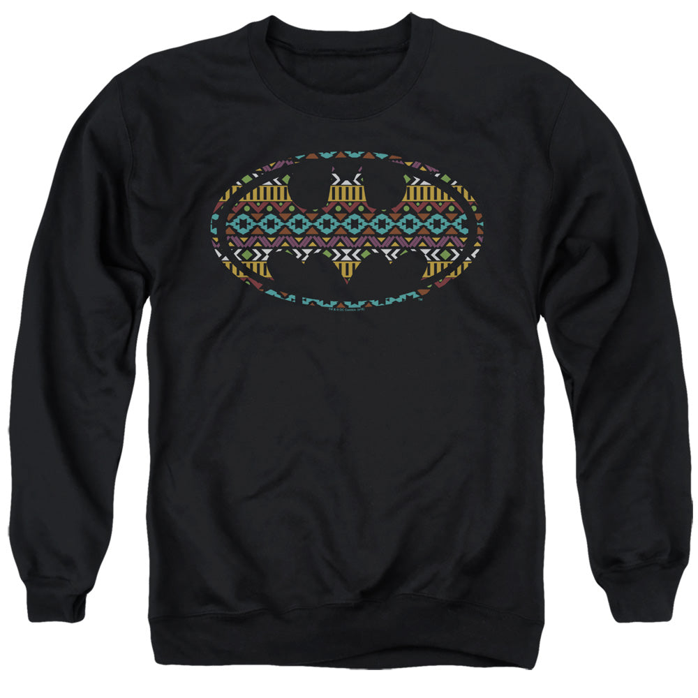 Batman Comics Aztec Fill Men's Crewneck 50 50 Poly Long-Sleeve T-Shirt