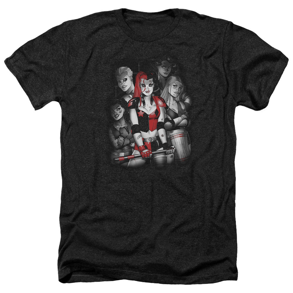 Batman Comics Bad Gals Bw Men's 30/1 Heather 60 40 Poly Short-Sleeve T-Shirt