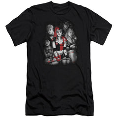 Batman Comics Bad Gals Bw Men's Ultra-Soft 30/1 Cotton Slim Short-Sleeve T-Shirt