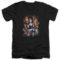 Batman Comics Bad Girls Men's 30/1 Cotton Slim V-Neck T-Shirt