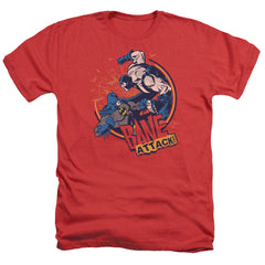 Batman Comics Bane Attack! Men's 30/1 Heather 60 40 Poly Short-Sleeve T-Shirt