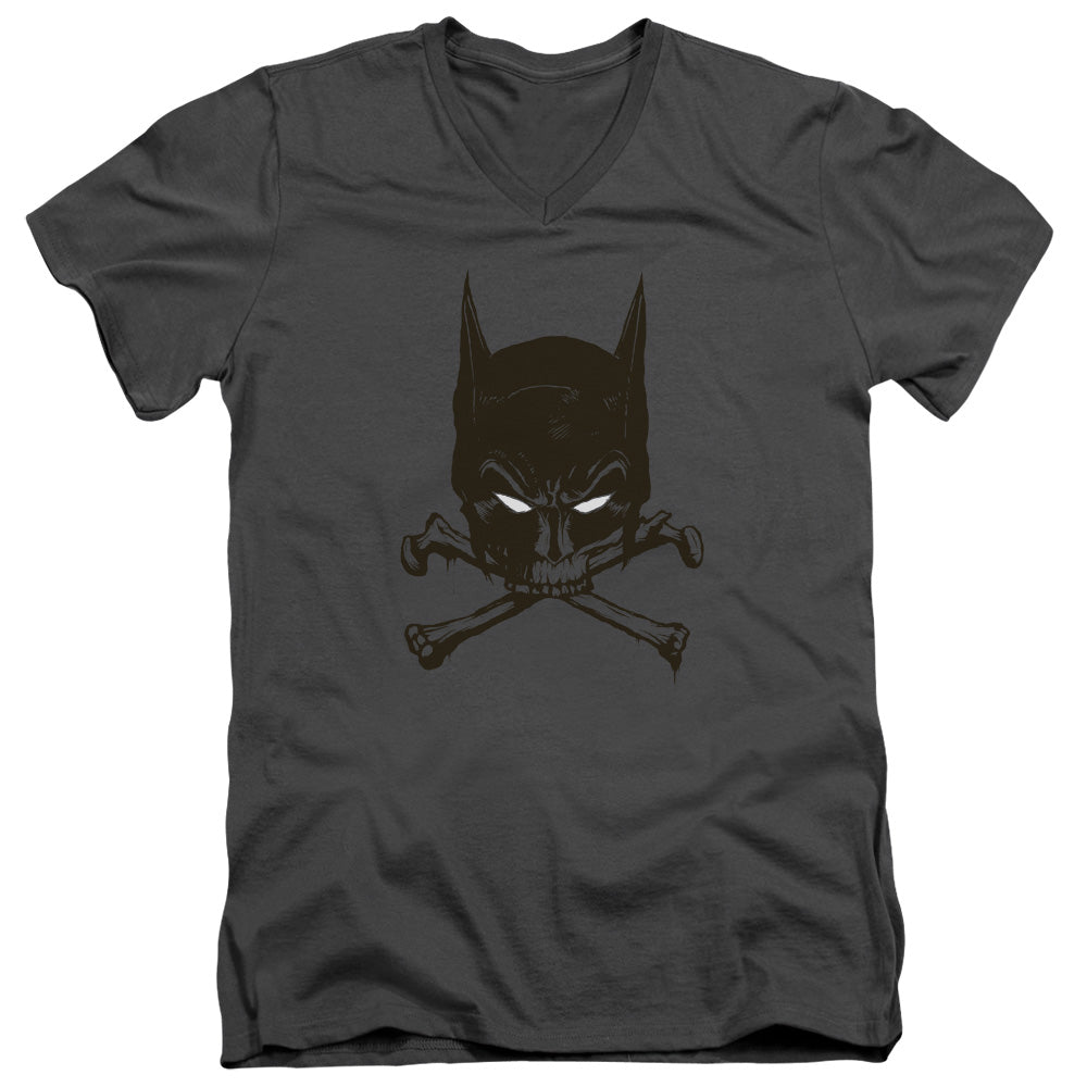 Batman Comics Bat And Bones Men's 30/1 Cotton Slim V-Neck T-Shirt