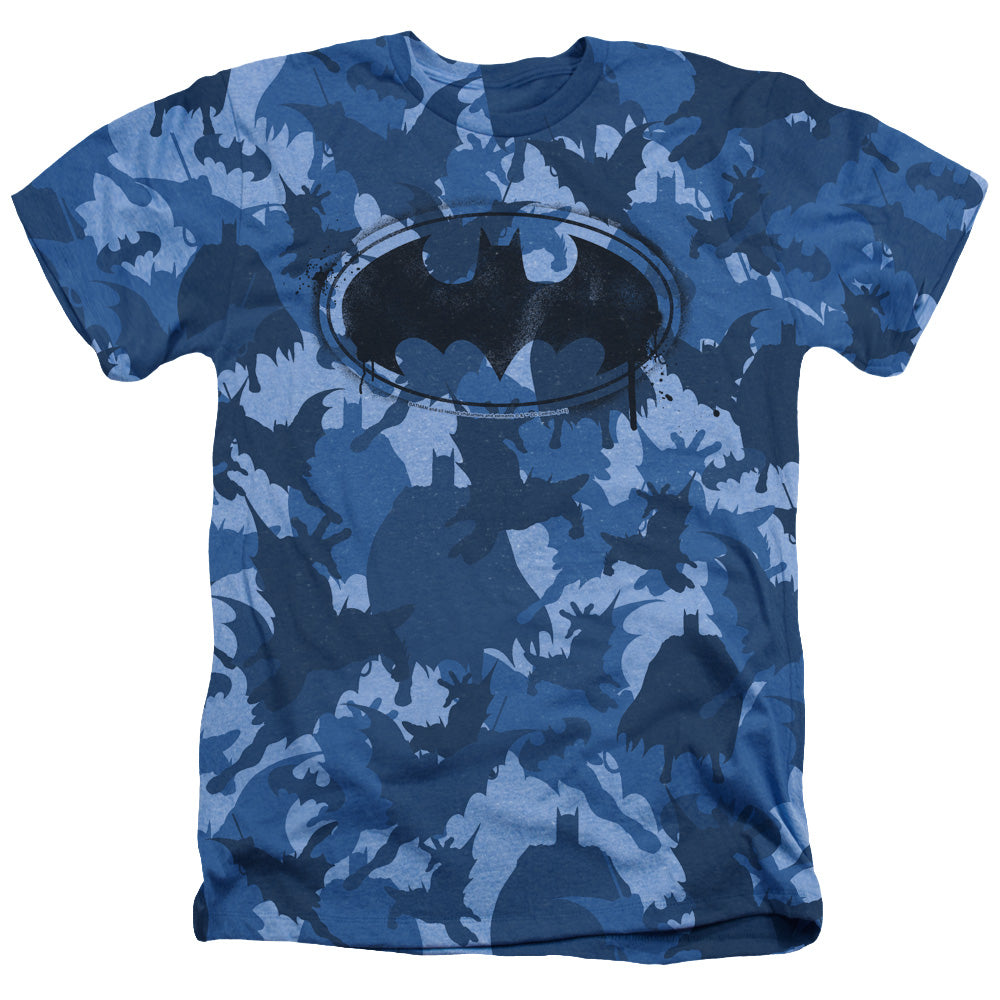 Batman Comics Bat Camo Men's 30/1 Cotton Poly SS Heather T