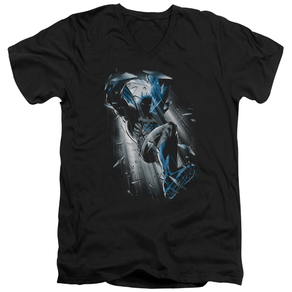 Batman Comics Bat Crash Men's 30/1 Cotton Slim V-Neck T-Shirt