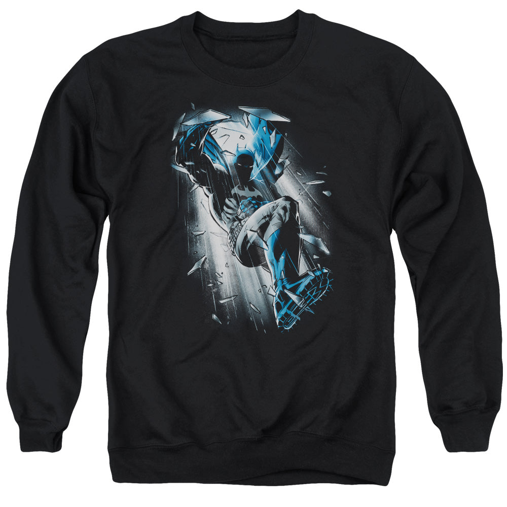 Batman Comics Bat Crash Men's Crewneck 50 50 Poly Long-Sleeve T-Shirt