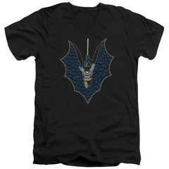 Batman Comics Bat Fill Men's 30/1 Cotton Slim V-Neck T-Shirt