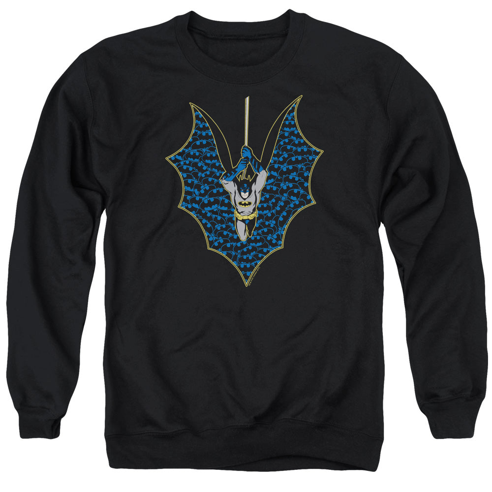 Batman Comics Bat Fill Men's Crewneck 50 50 Poly Long-Sleeve T-Shirt