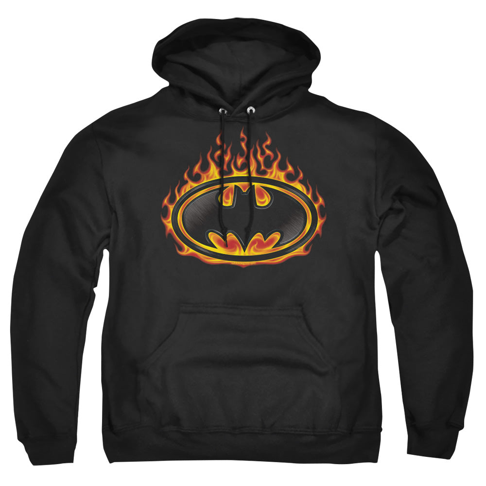 Batman Comics Bat Flames Shield Men's Pull-Over 75 25 Poly Hoodie