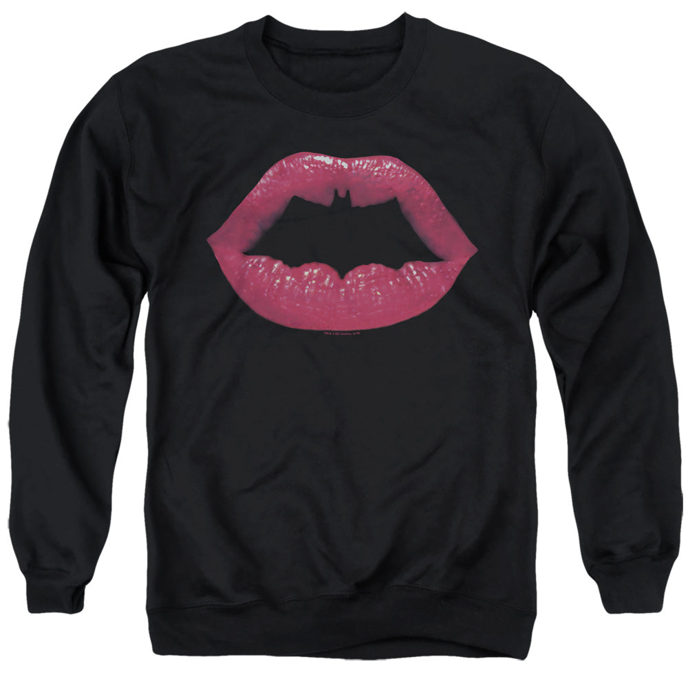 Batman Comics Bat Kiss Men's Crewneck 50 50 Poly Long-Sleeve T-Shirt