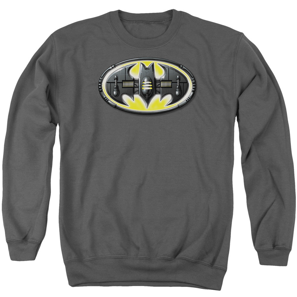 Batman Comics Bat Mech Logo Men's Crewneck 50 50 Poly Long-Sleeve T-Shirt