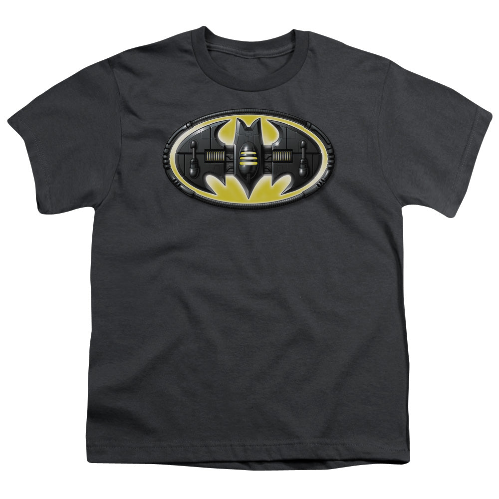 Batman Comics Bat Mech Logo Youth 18/1 100% Cotton Short-Sleeve T-Shirt