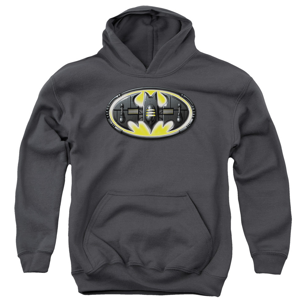 Batman Comics Bat Mech Logo Youth Cotton Poly Pull-Over Hoodie