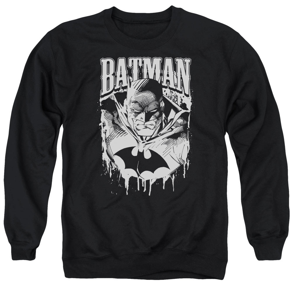 Batman Comics Bat Metal Men's Crewneck 50 50 Poly Long-Sleeve T-Shirt
