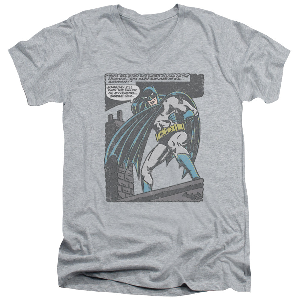 Batman Comics Bat Origins Men's 30/1 Cotton Slim V-Neck T-Shirt