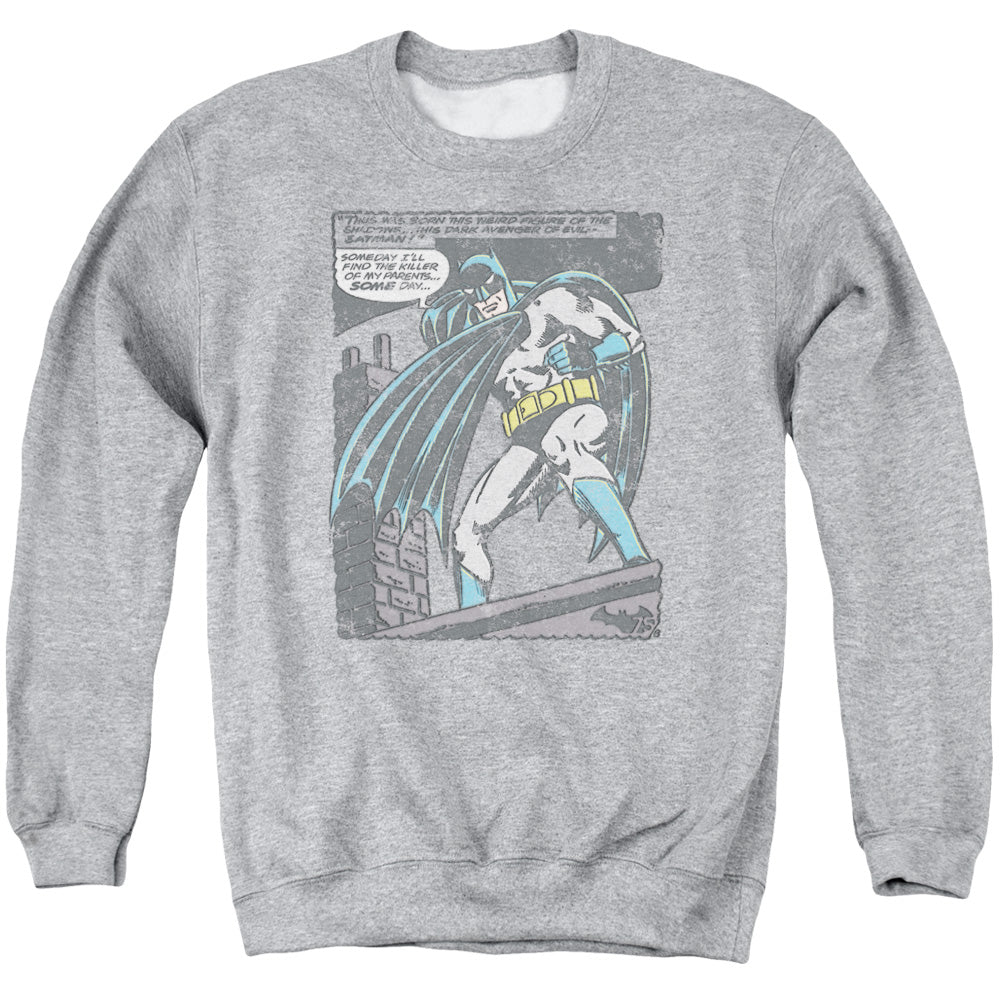 Batman Comics Bat Origins Men's Crewneck 50 50 Poly Long-Sleeve T-Shirt