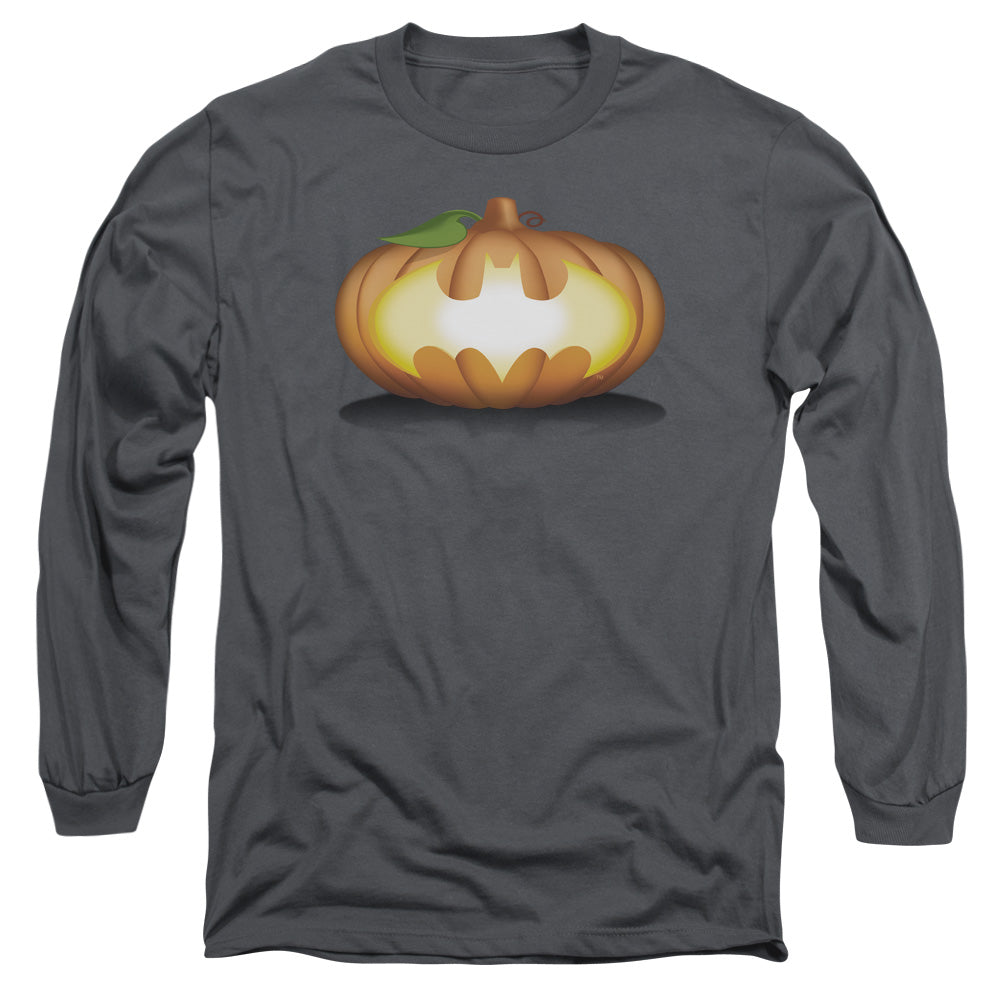 Batman Comics Bat Pumpkin Logo Men's 18/1 Cotton Long-Sleeve T-Shirt