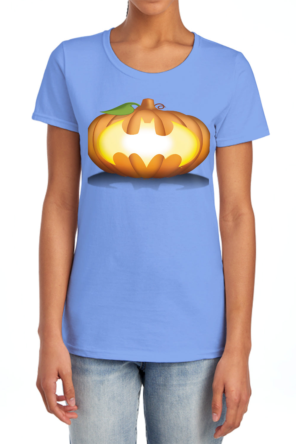 Batman Comics Bat Pumpkin Logo Women's 18/1 Cotton Short-Sleeve T-Shirt