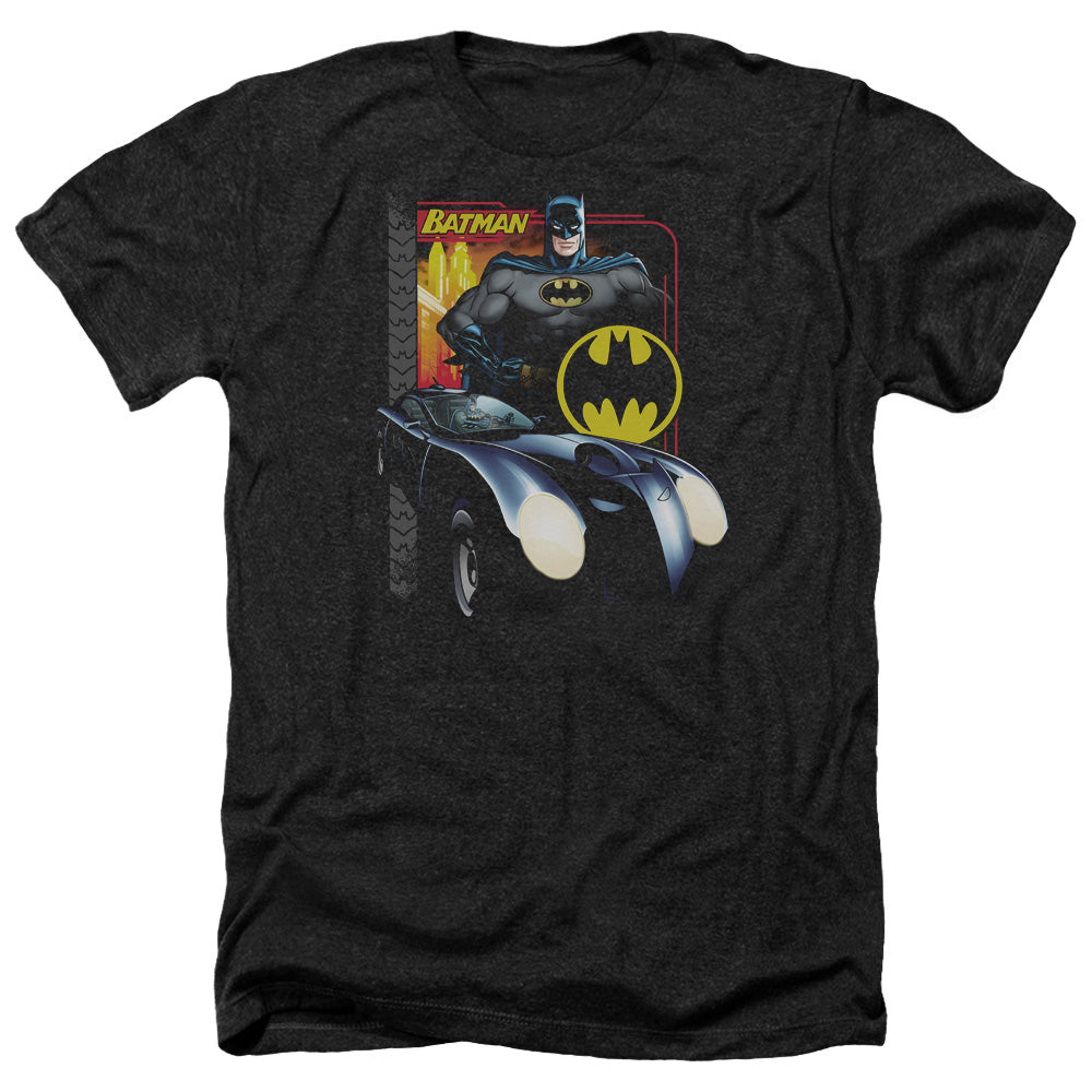 Batman Comics Bat Racing Men's 30/1 Heather 60 40 Poly Short-Sleeve T-Shirt