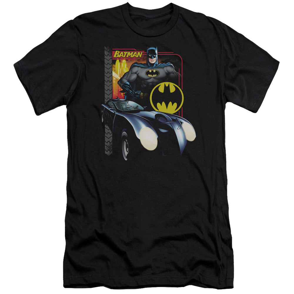 Batman Comics Bat Racing Men's Ultra-Soft 30/1 Cotton Slim Short-Sleeve T-Shirt