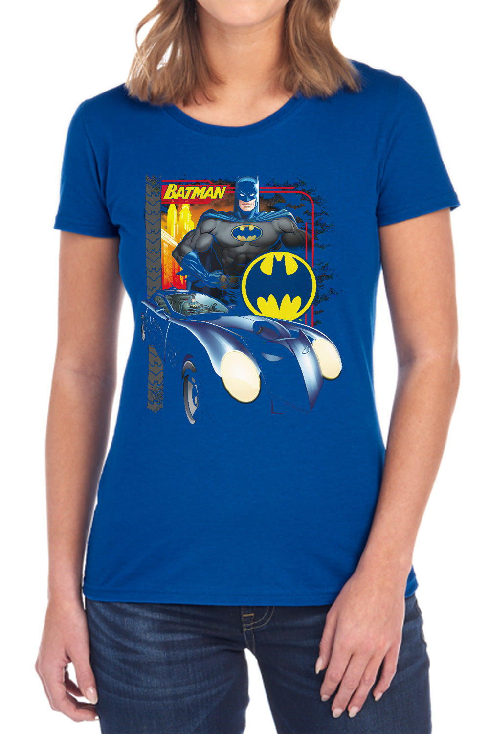 Batman Comics Bat Racing Women's 18/1 Cotton Short-Sleeve T-Shirt