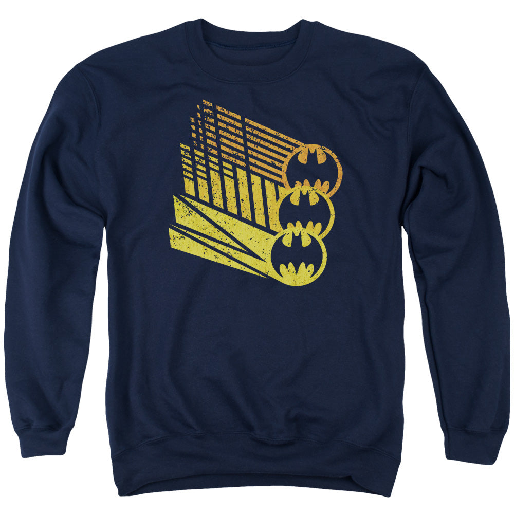 Batman Comics Bat Signal Shapes Men's Crewneck 50 50 Poly Long-Sleeve T-Shirt