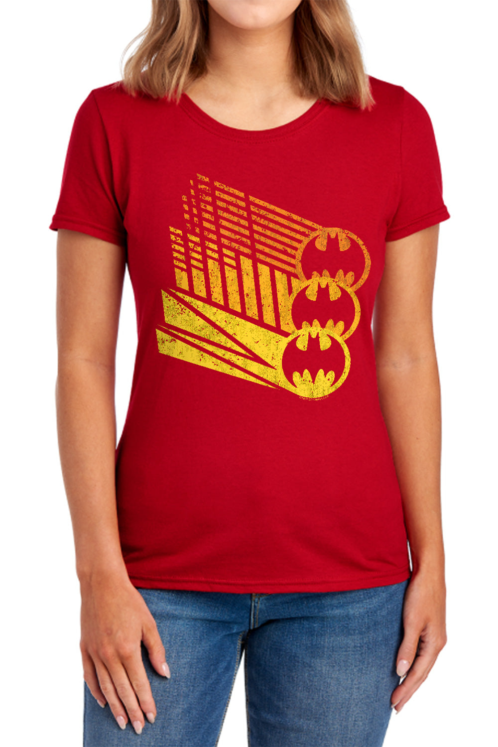 Batman Comics Bat Signal Shapes Women's 18/1 Cotton Short-Sleeve T-Shirt