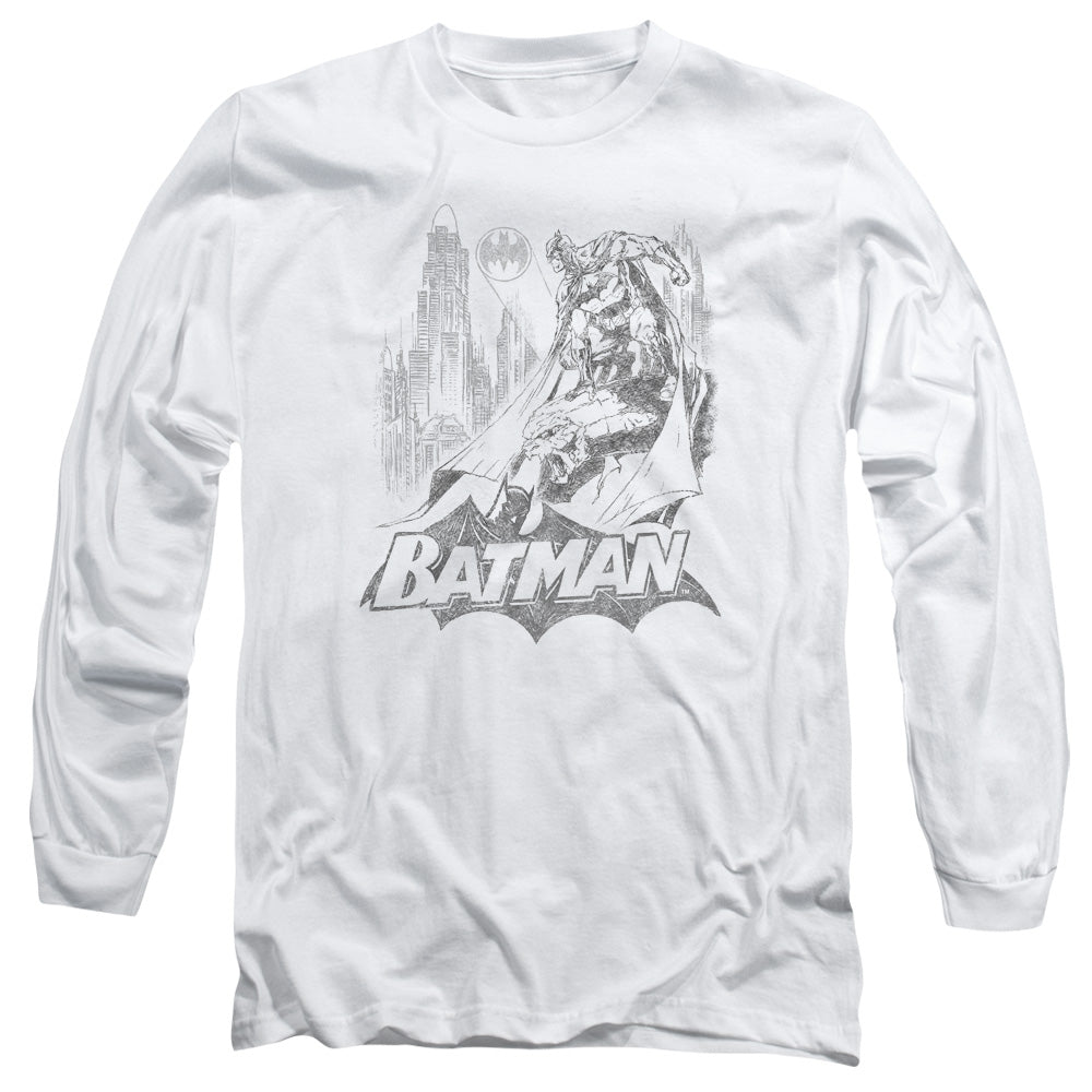 Batman Comics Bat Sketch Men's 18/1 Cotton Long-Sleeve T-Shirt